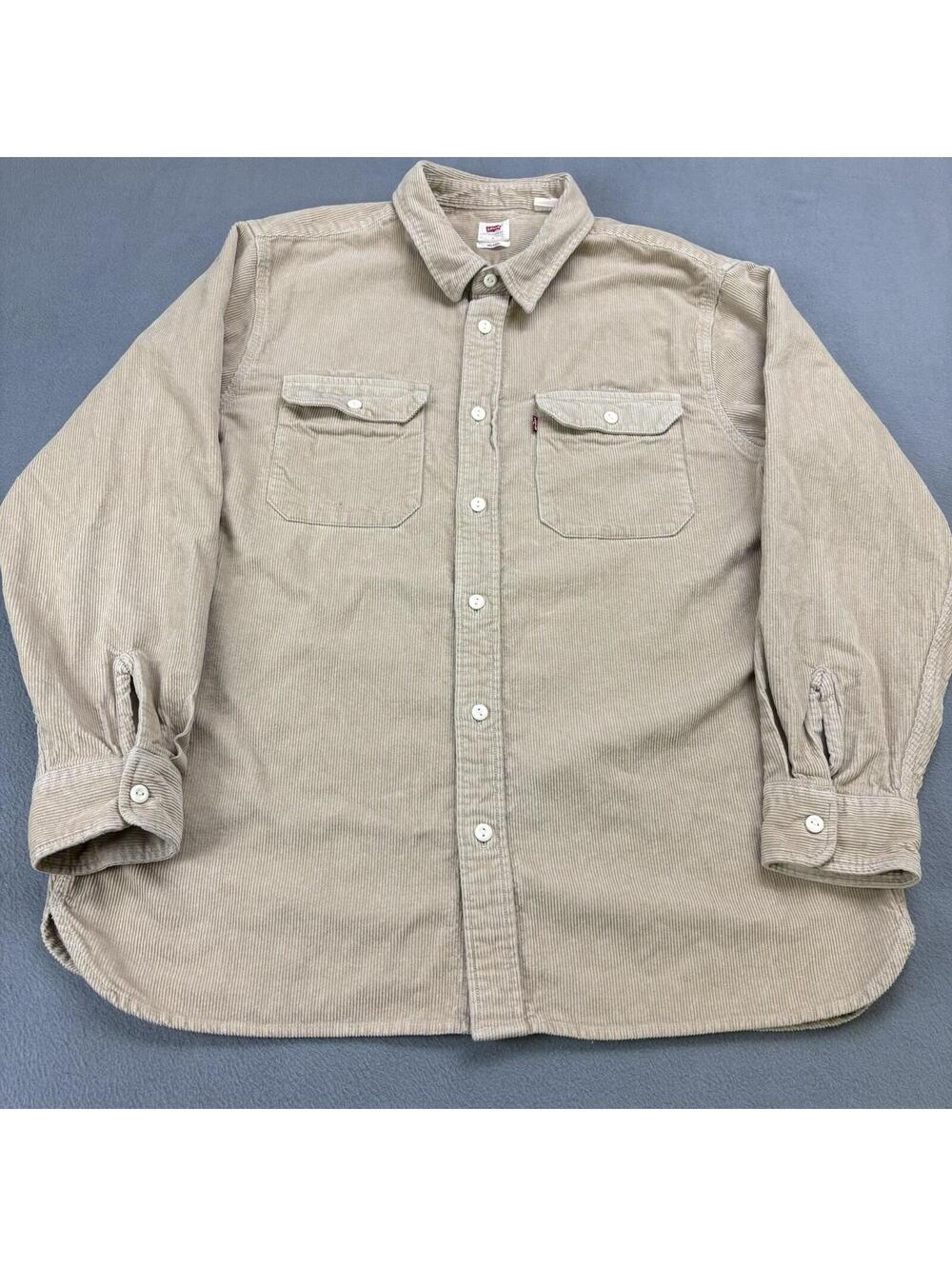 Levi’s Corduroy Button Up Shirt Shacket Relaxed Fit Size Large Beige